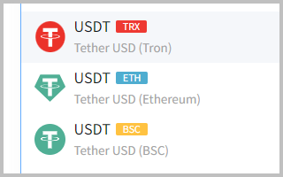 USDT alag-alag networks par maujood hai: Tron (TRC-20), Ethereum (ETH), BSC — ek hi coin, alag fees